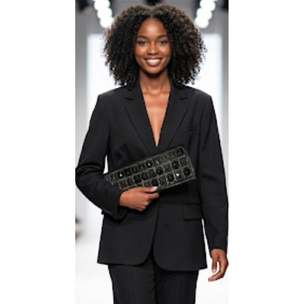 Kate Spade Jada High Line Black Leather Crystal Embellished Clutch
Designer Y2K